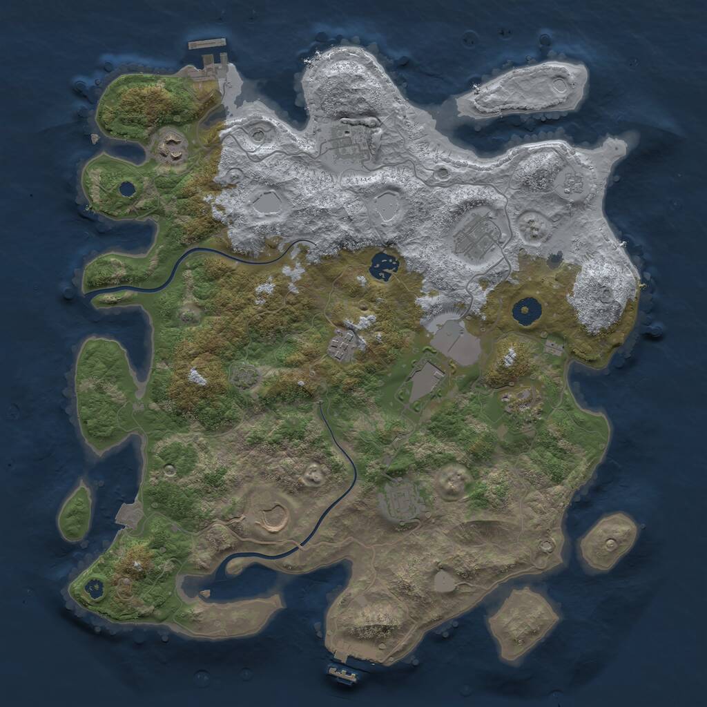 Rust Map: Procedural Map, Size: 3800, Seed: 2919725, 15 Monuments
