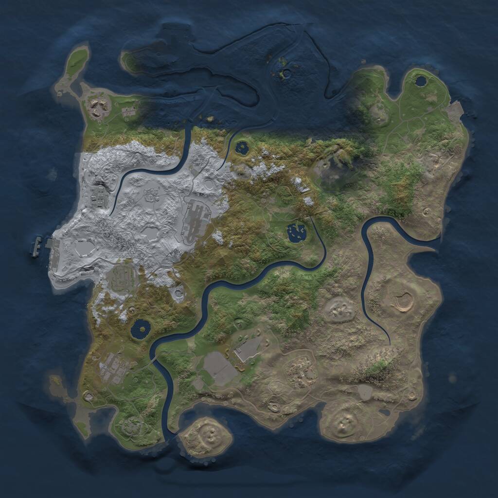 Rust Map: Procedural Map, Size: 3800, Seed: 5165539, 16 Monuments