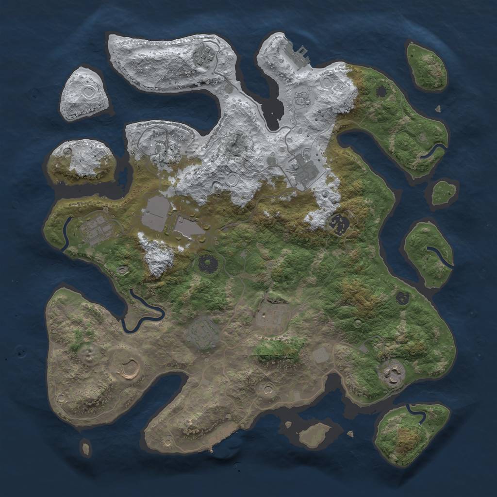 Rust Map: Procedural Map, Size: 3800, Seed: 1775831, 19 Monuments
