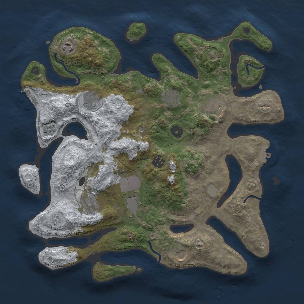Rust Map: Procedural Map, Size: 3800, Seed: 749662, 18 Monuments