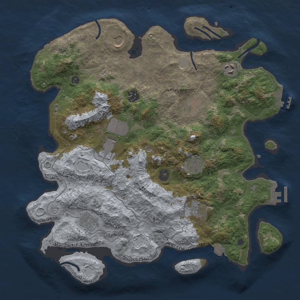Rust Map: Procedural Map, Size: 3800, Seed: 2870261, 15 Monuments