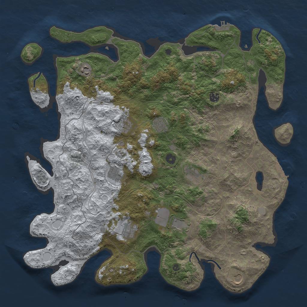 Rust Map: Procedural Map, Size: 4500, Seed: 203269614, 19 Monuments