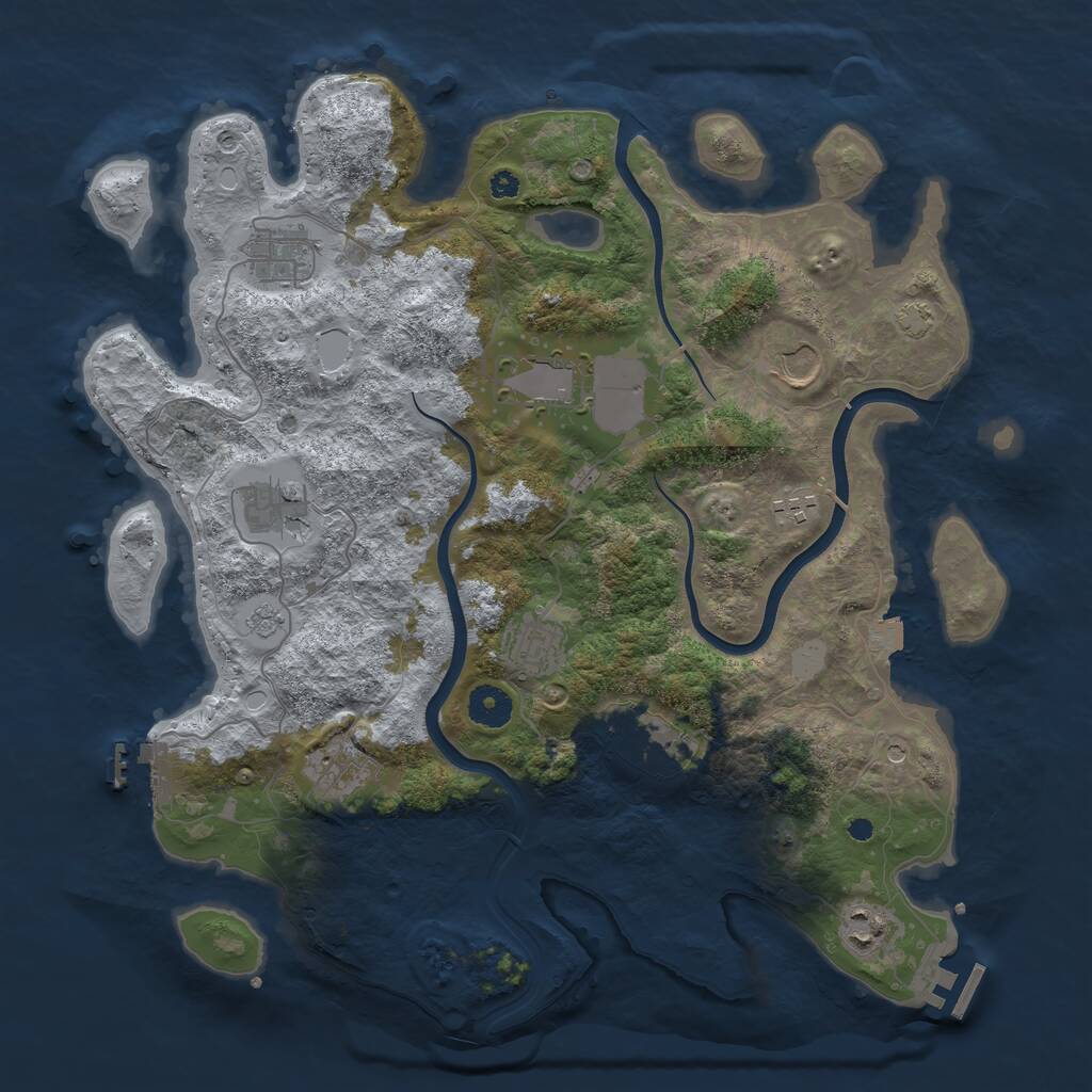 Rust Map: Procedural Map, Size: 3800, Seed: 1272152, 15 Monuments