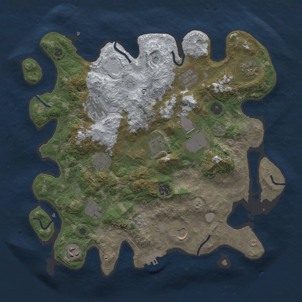 Rust Map: Procedural Map, Size: 3800, Seed: 6305654, 19 Monuments