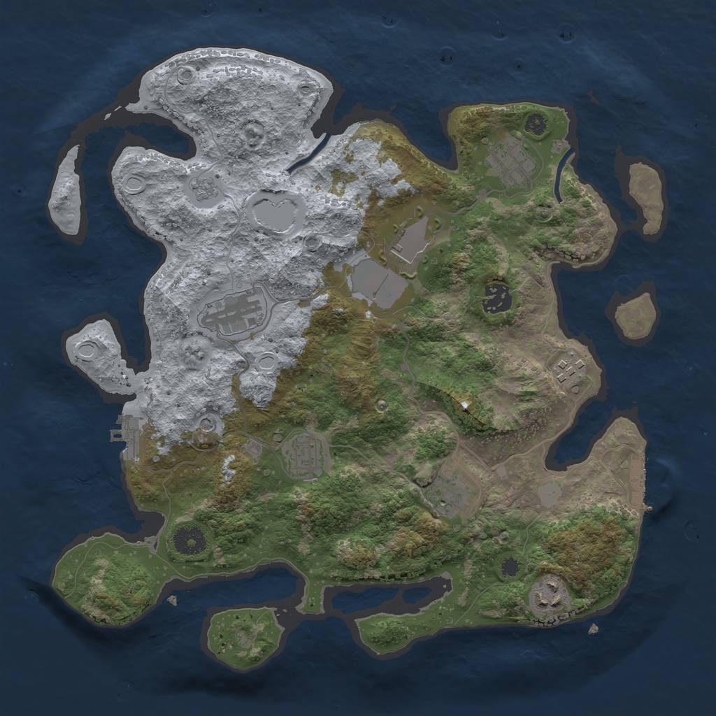 Rust Map: Procedural Map, Size: 3500, Seed: 5344388, 17 Monuments
