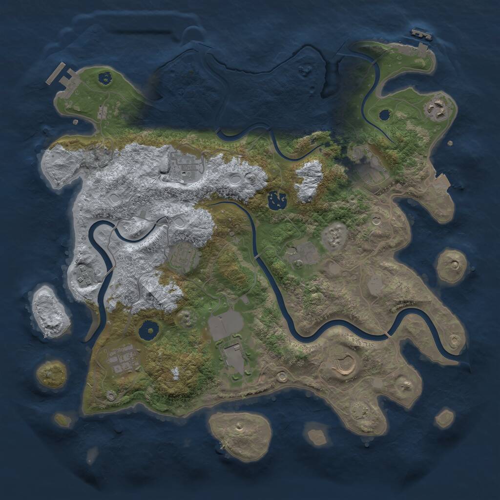 Rust Map: Procedural Map, Size: 3800, Seed: 1356923, 15 Monuments
