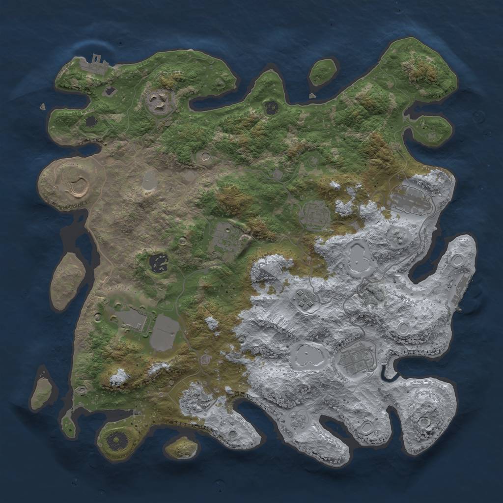 Rust Map: Procedural Map, Size: 3800, Seed: 391731, 17 Monuments
