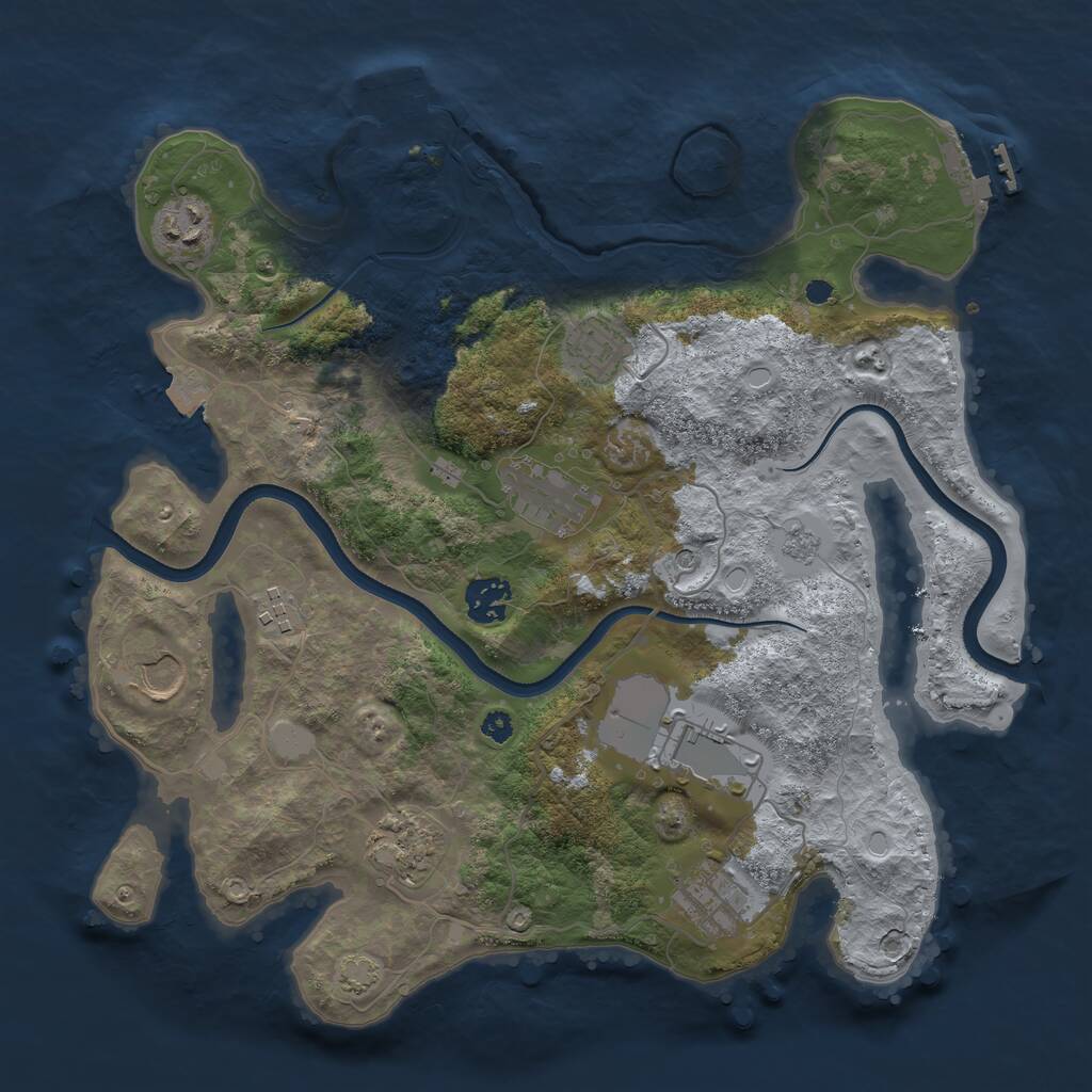 Rust Map: Procedural Map, Size: 3500, Seed: 2965990, 15 Monuments