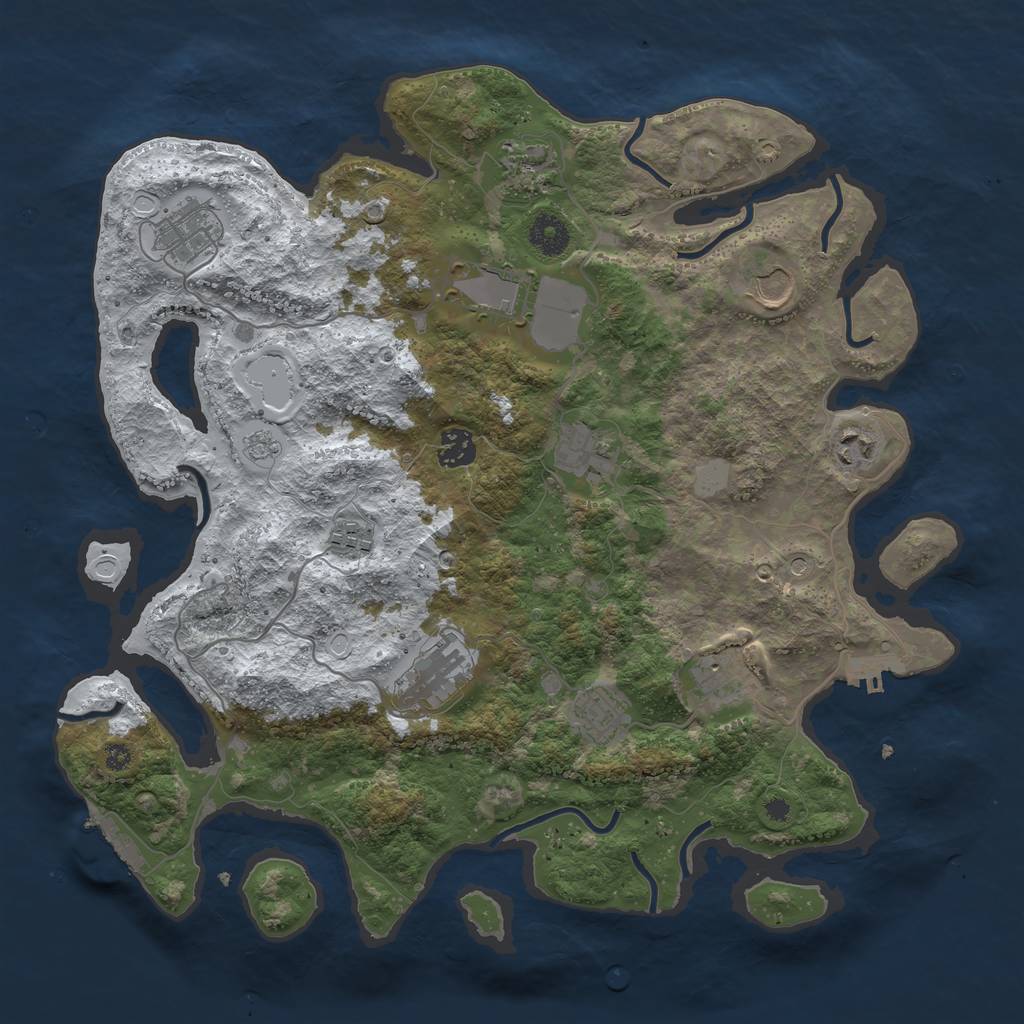 Rust Map: Procedural Map, Size: 3800, Seed: 573435, 20 Monuments
