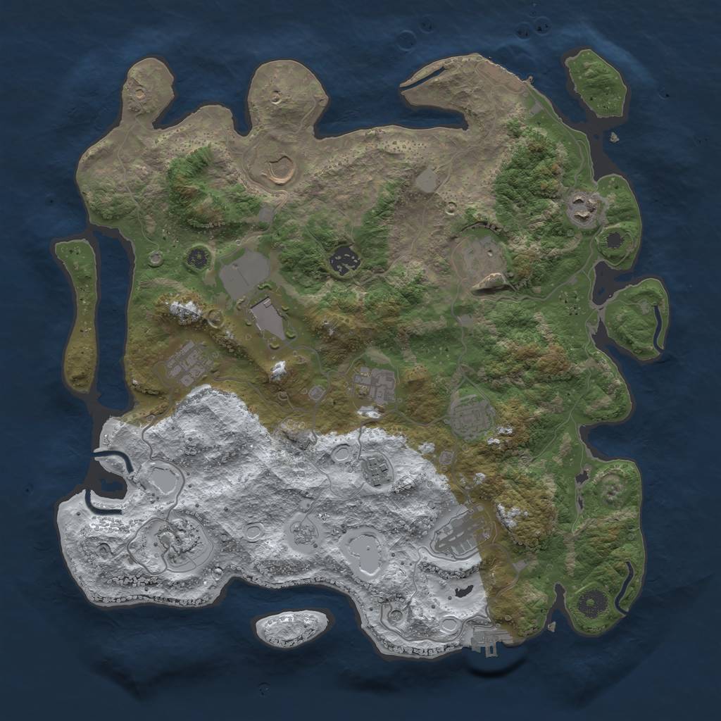Rust Map: Procedural Map, Size: 3800, Seed: 4026960, 20 Monuments