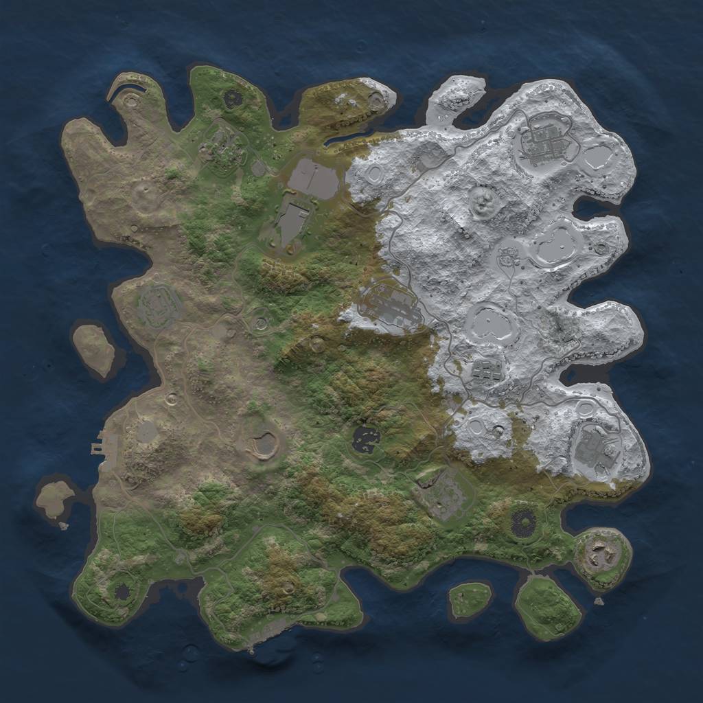 Rust Map: Procedural Map, Size: 3800, Seed: 3159180, 20 Monuments