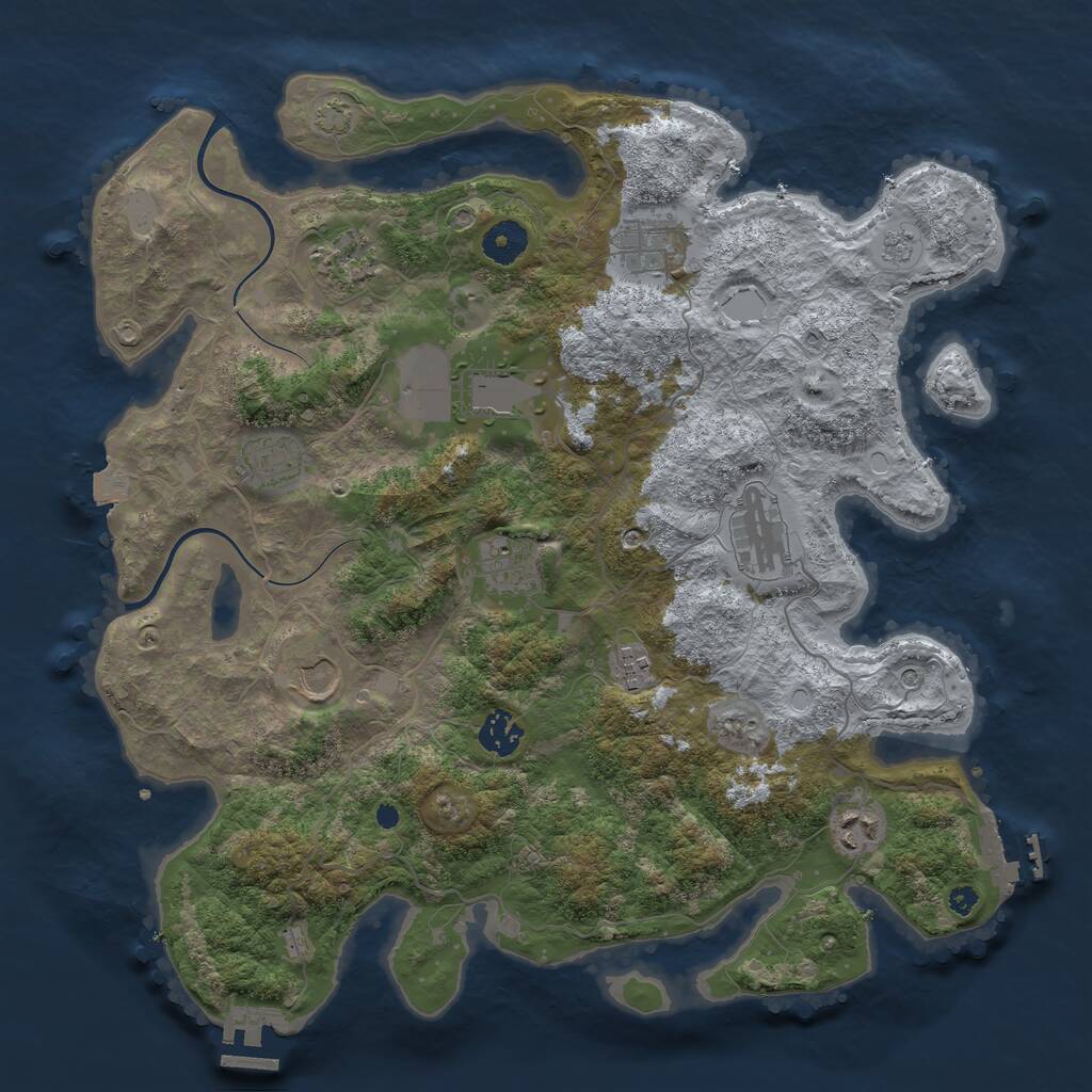 Rust Map: Procedural Map, Size: 3800, Seed: 1426801, 16 Monuments