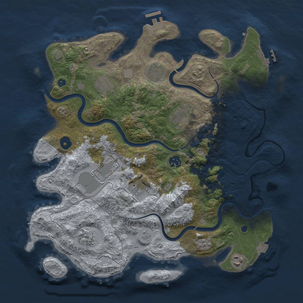 Rust Map: Procedural Map, Size: 3800, Seed: 2498560, 15 Monuments