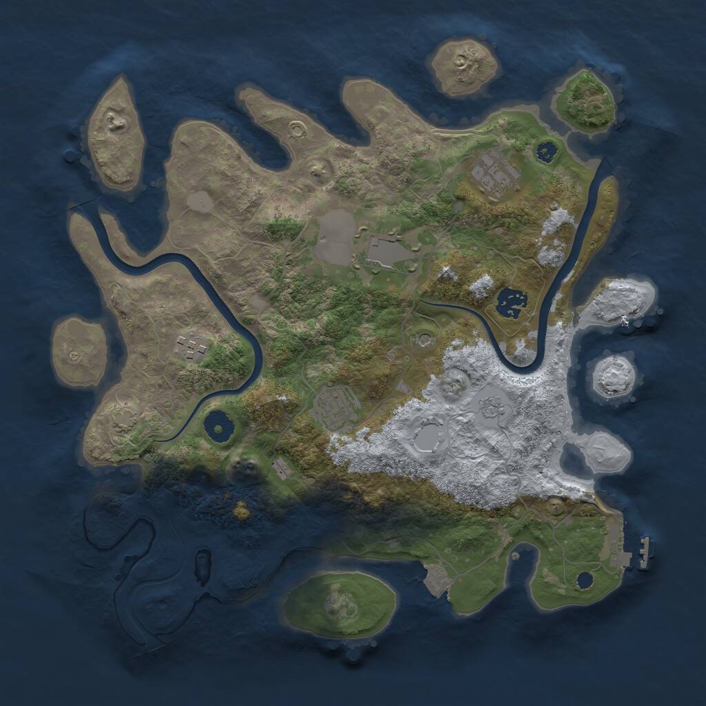 Rust Map: Procedural Map, Size: 3500, Seed: 498913, 10 Monuments