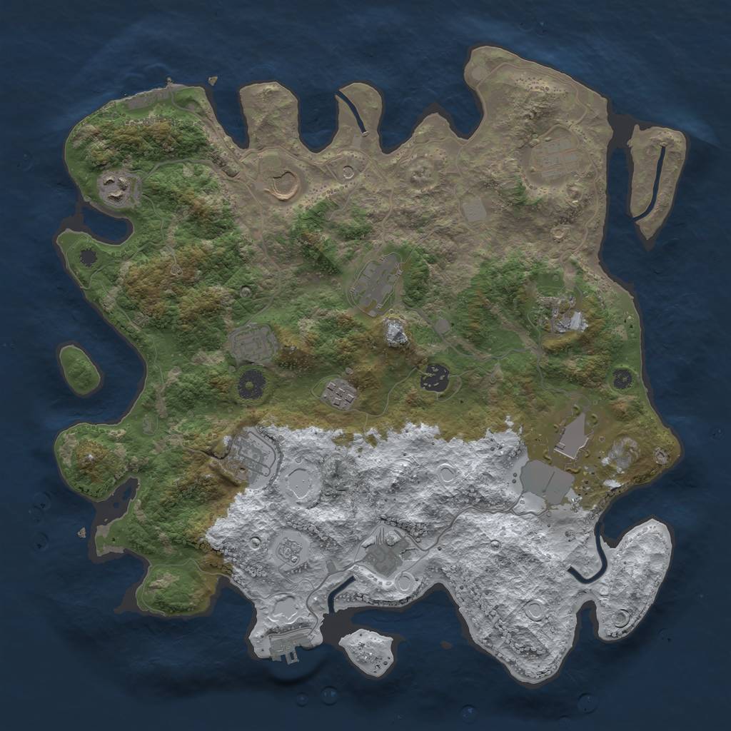 Rust Map: Procedural Map, Size: 3800, Seed: 5931729, 20 Monuments