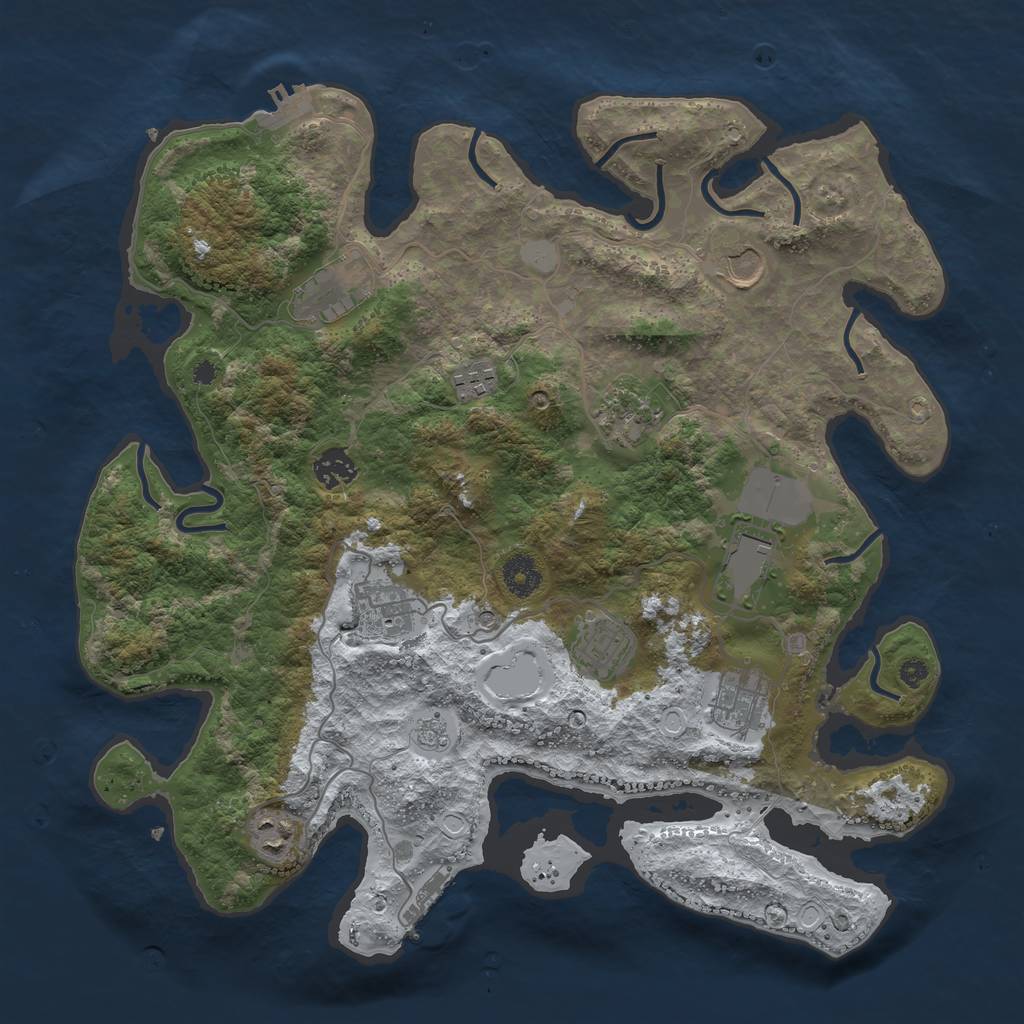 Rust Map: Procedural Map, Size: 3800, Seed: 5185559, 19 Monuments