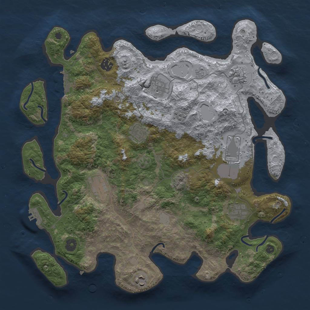 Rust Map: Procedural Map, Size: 3800, Seed: 1797550, 18 Monuments