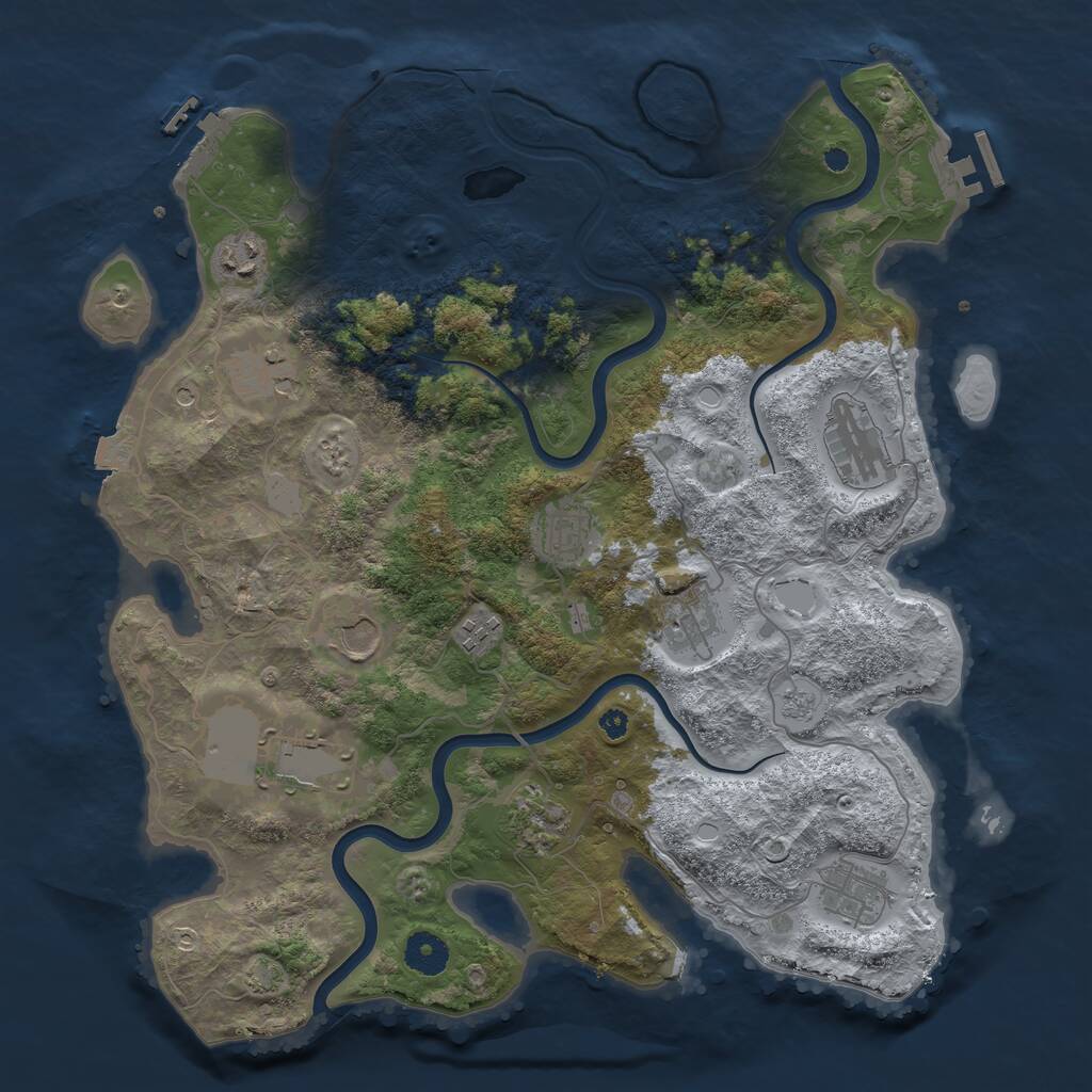 Rust Map: Procedural Map, Size: 3800, Seed: 2071041, 16 Monuments