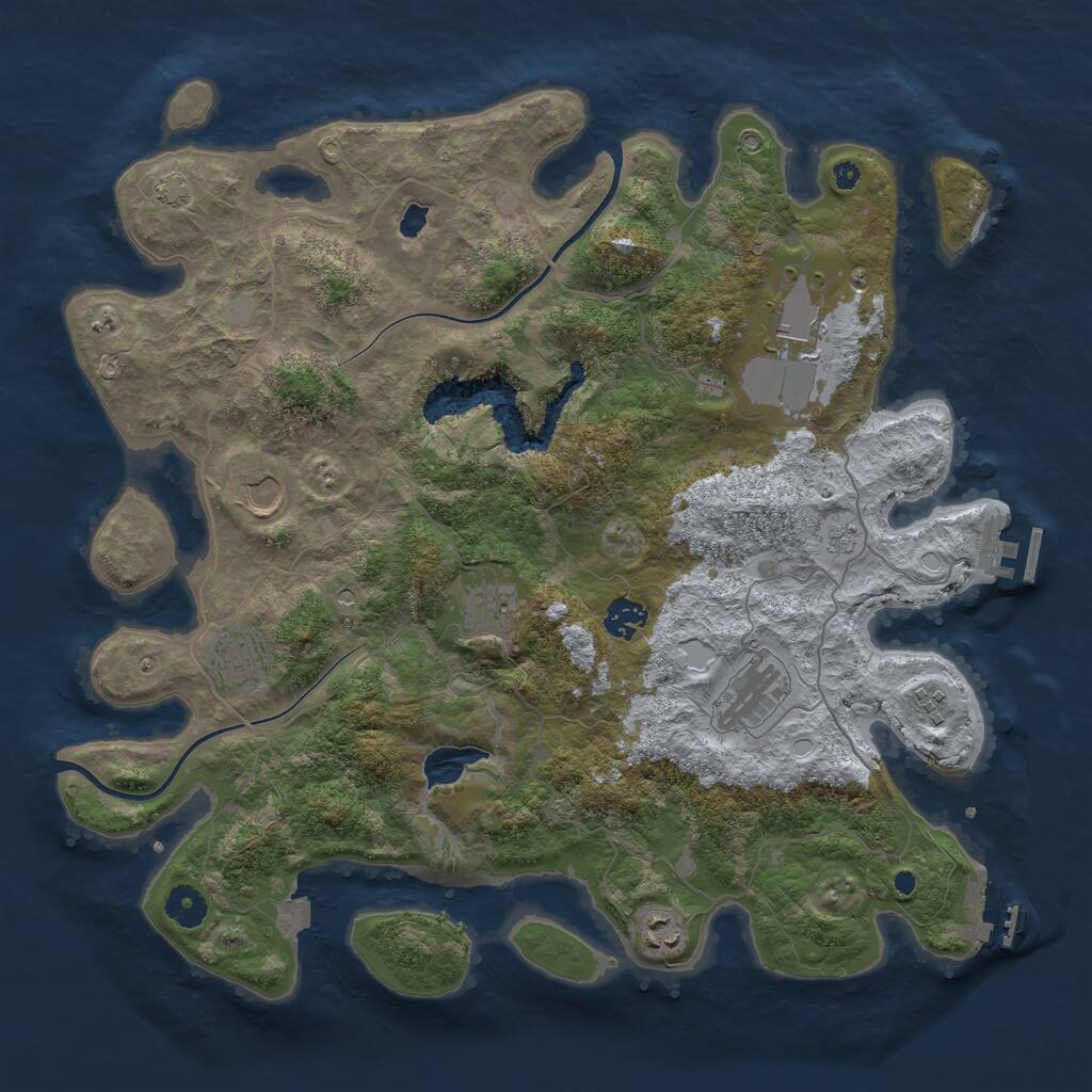 Rust Map: Procedural Map, Size: 4000, Seed: 250893, 14 Monuments