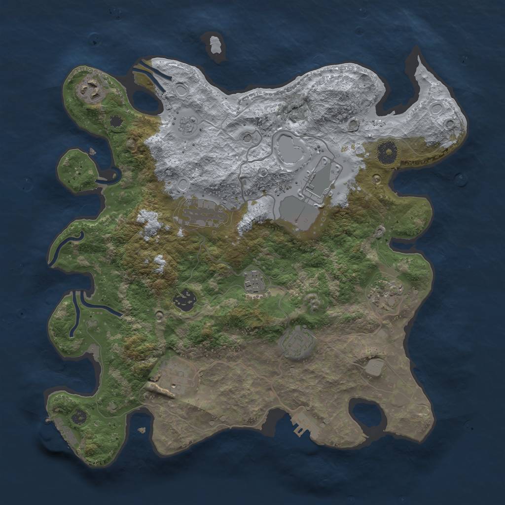 Rust Map: Procedural Map, Size: 3500, Seed: 4681256, 17 Monuments