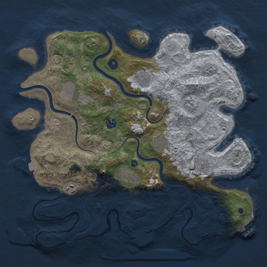 Rust Map: Procedural Map, Size: 3800, Seed: 3782037, 15 Monuments