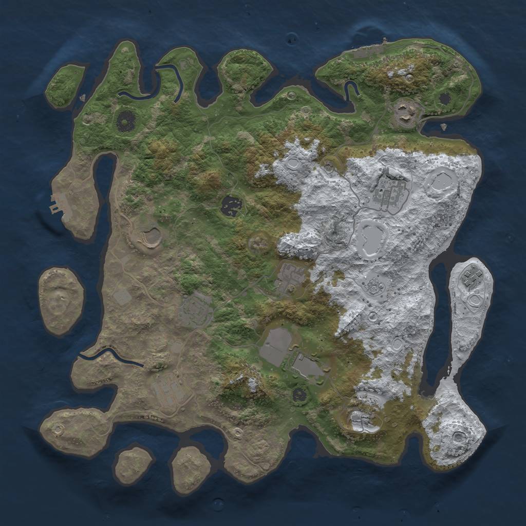 Rust Map: Procedural Map, Size: 3800, Seed: 5406957, 19 Monuments