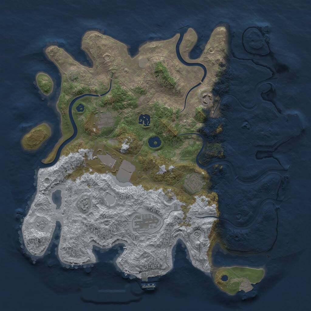 Rust Map: Procedural Map, Size: 3800, Seed: 4538117, 12 Monuments