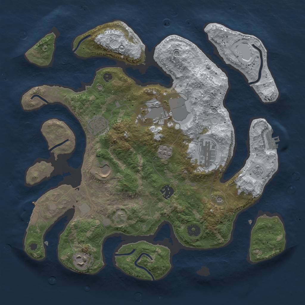 Rust Map: Procedural Map, Size: 3500, Seed: 6027341, 16 Monuments