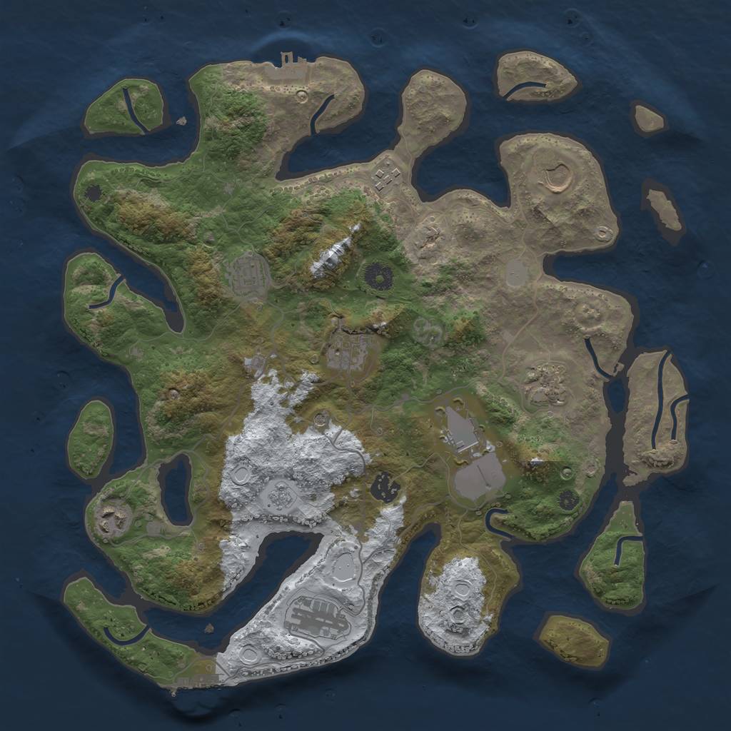 Rust Map: Procedural Map, Size: 3800, Seed: 5214875, 18 Monuments
