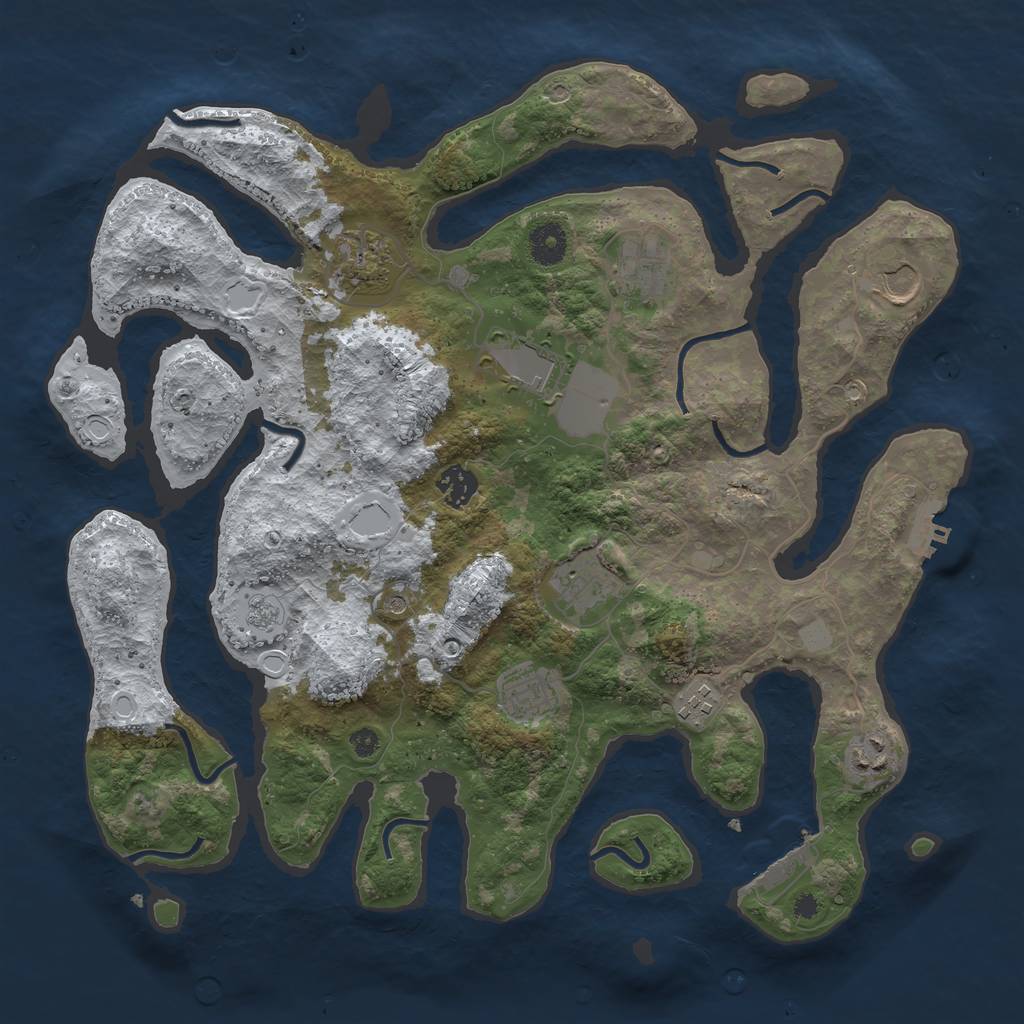 Rust Map: Procedural Map, Size: 3800, Seed: 674369, 18 Monuments