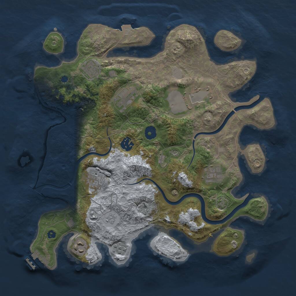 Rust Map: Procedural Map, Size: 3500, Seed: 6117334, 13 Monuments
