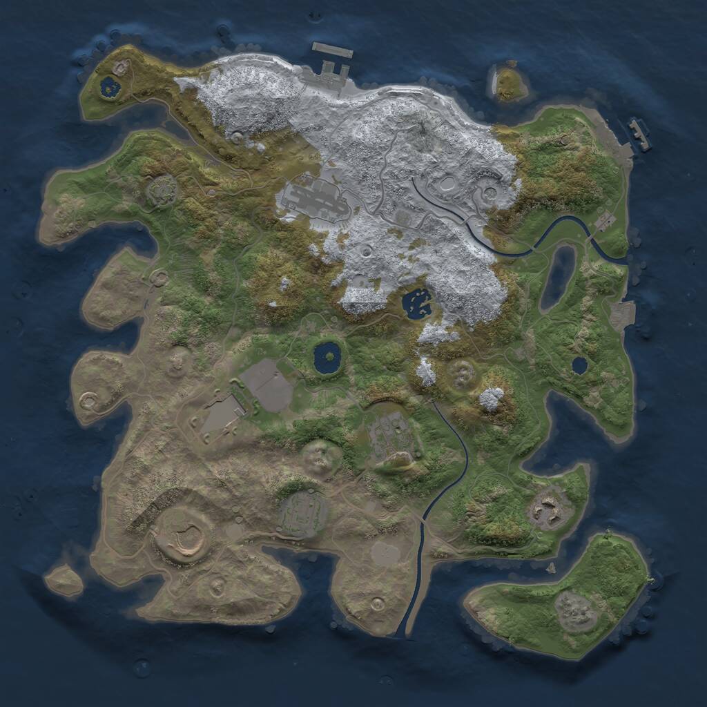 Rust Map: Procedural Map, Size: 3500, Seed: 1764418, 12 Monuments