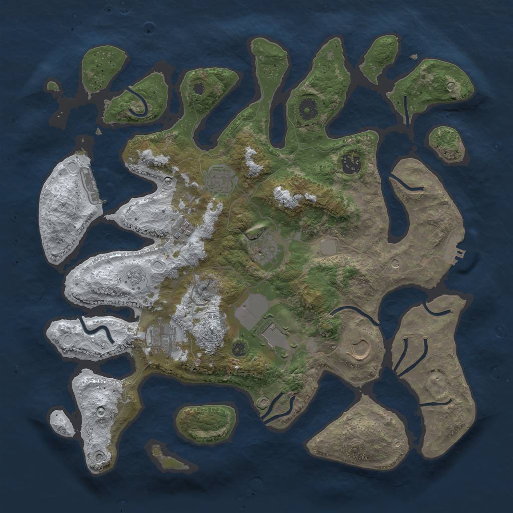 Rust Map: Procedural Map, Size: 3800, Seed: 2303981, 16 Monuments