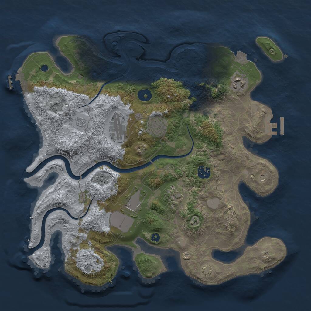 Rust Map: Procedural Map, Size: 3500, Seed: 171380, 13 Monuments