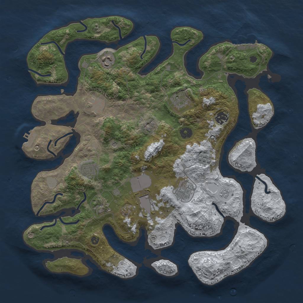Rust Map: Procedural Map, Size: 3800, Seed: 120915737, 18 Monuments