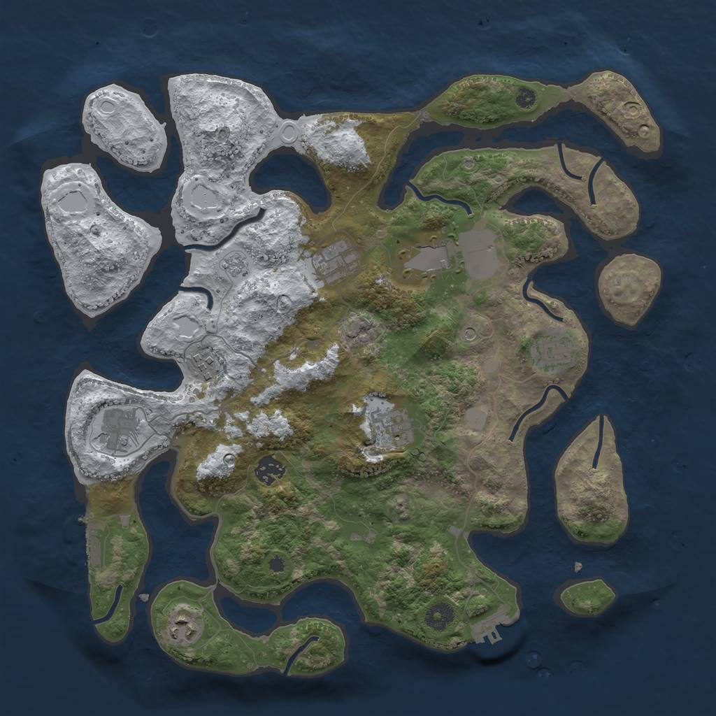 Rust Map: Procedural Map, Size: 3800, Seed: 1501462, 17 Monuments
