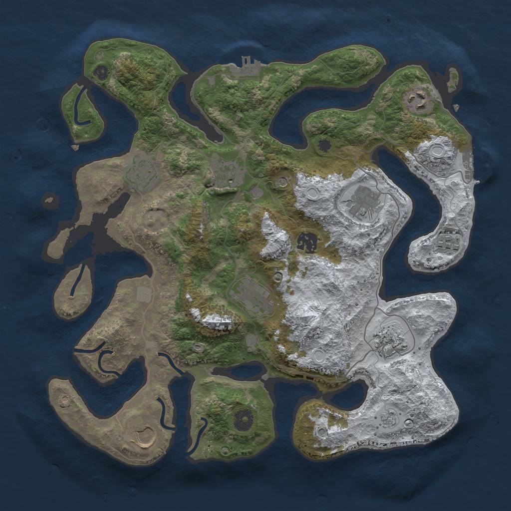 Rust Map: Procedural Map, Size: 3600, Seed: 126214, 18 Monuments