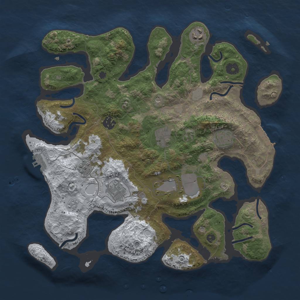 Rust Map: Procedural Map, Size: 3550, Seed: 81828, 16 Monuments