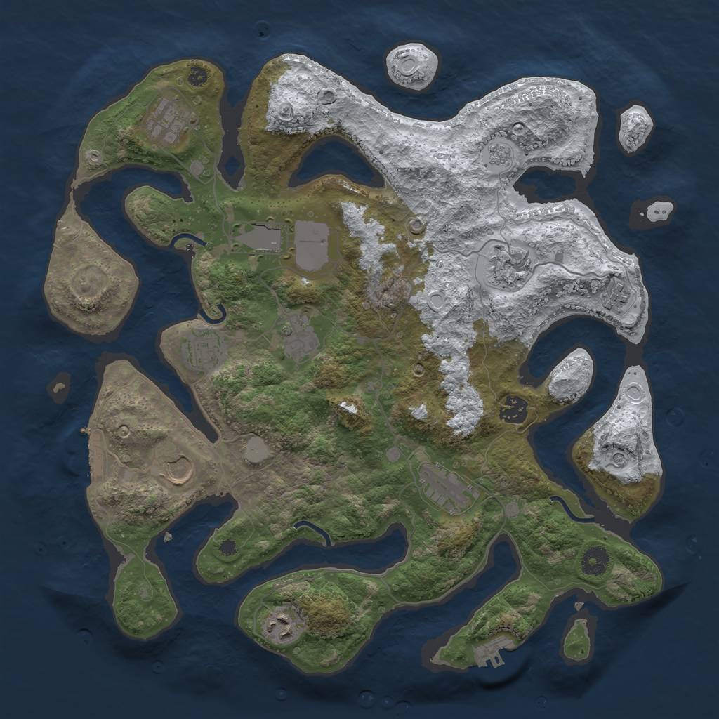 Rust Map: Procedural Map, Size: 3800, Seed: 4133037, 19 Monuments