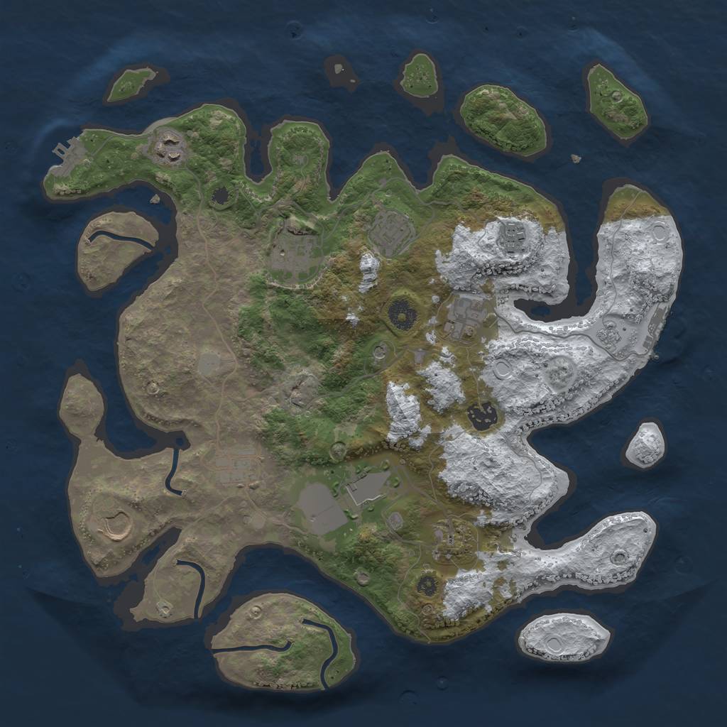 Rust Map: Procedural Map, Size: 3750, Seed: 53284, 19 Monuments