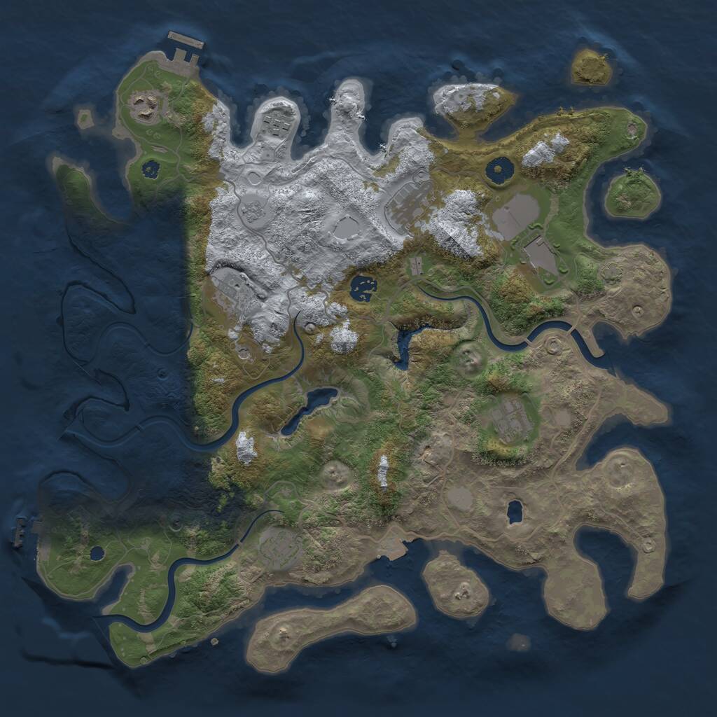 Rust Map: Procedural Map, Size: 4000, Seed: 523462, 14 Monuments
