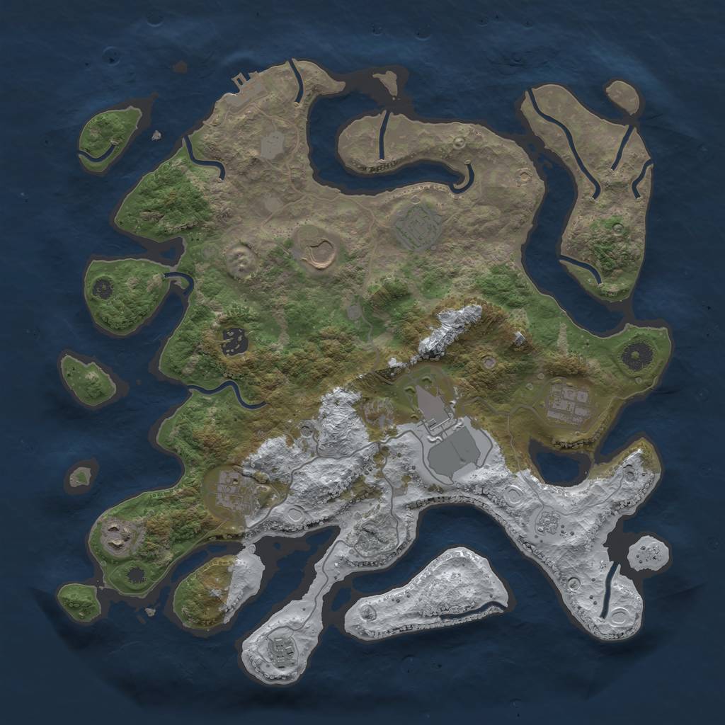 Rust Map: Procedural Map, Size: 3800, Seed: 2849412, 16 Monuments