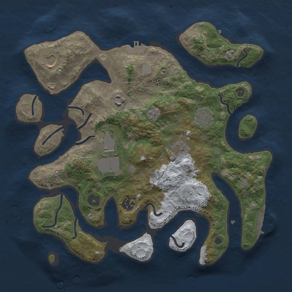 Rust Map: Procedural Map, Size: 3500, Seed: 2157846, 16 Monuments