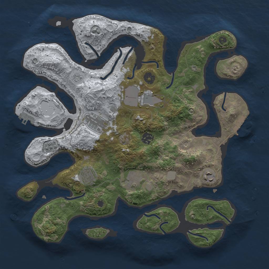 Rust Map: Procedural Map, Size: 3500, Seed: 5321681, 16 Monuments