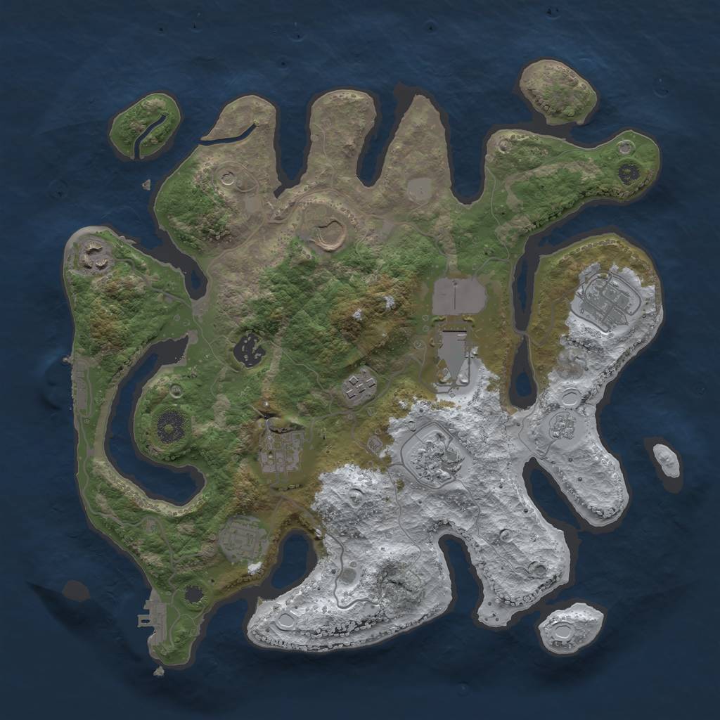 Rust Map: Procedural Map, Size: 3500, Seed: 2407574, 18 Monuments