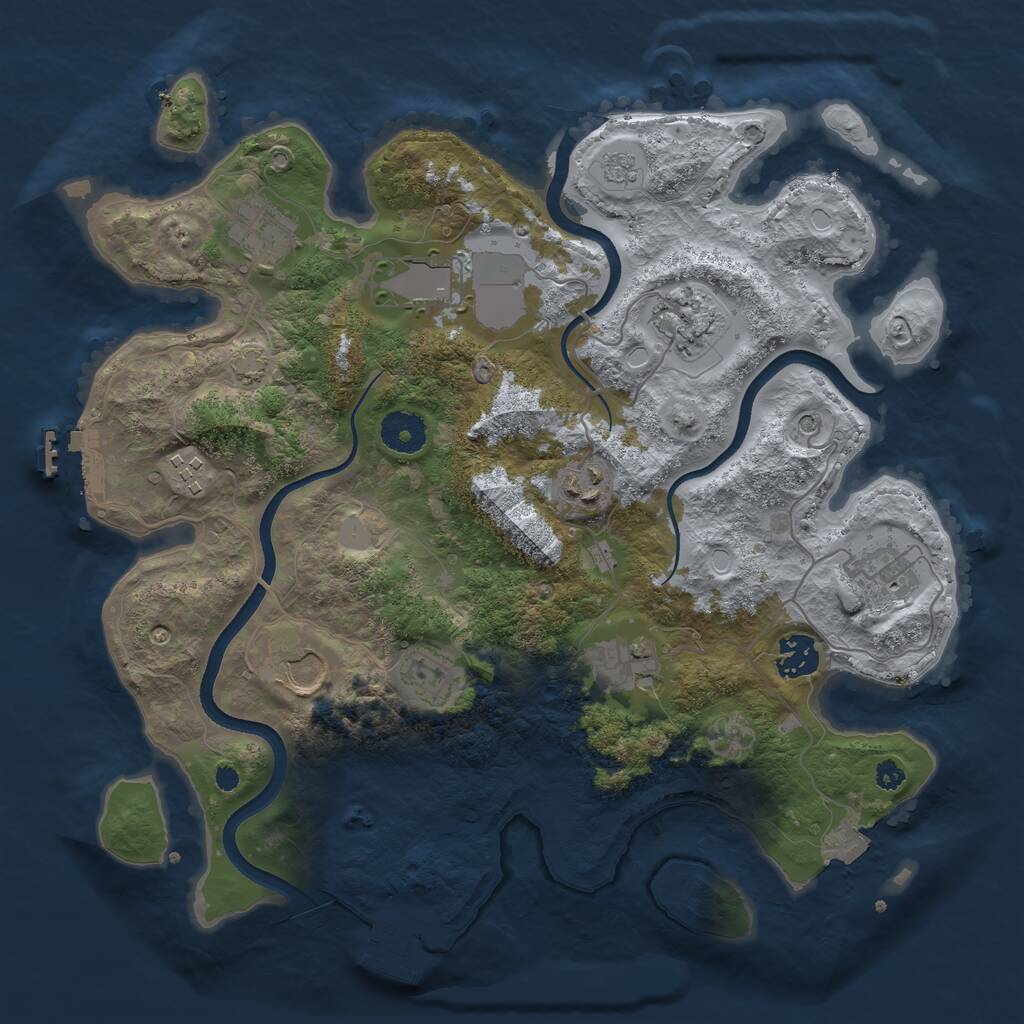 Rust Map: Procedural Map, Size: 3500, Seed: 1879869, 16 Monuments