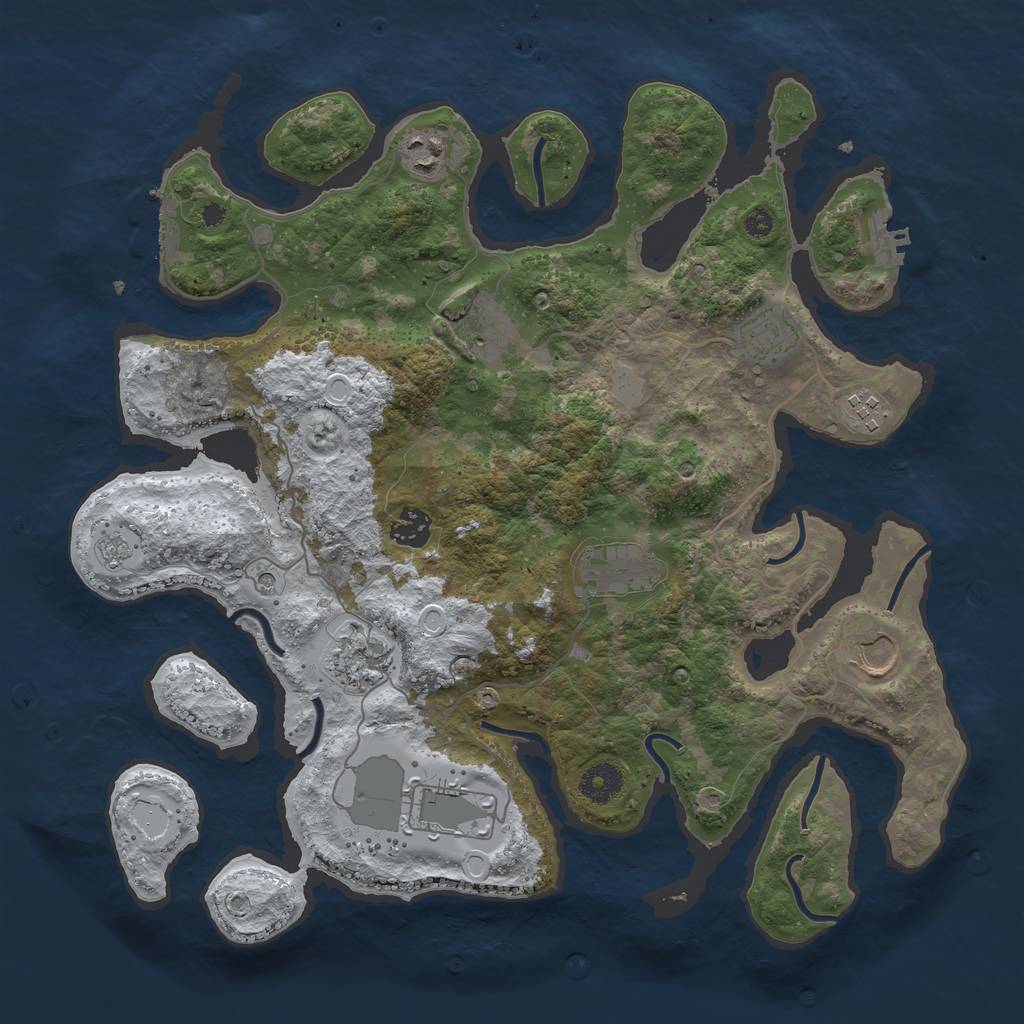 Rust Map: Procedural Map, Size: 3750, Seed: 1457102777, 18 Monuments