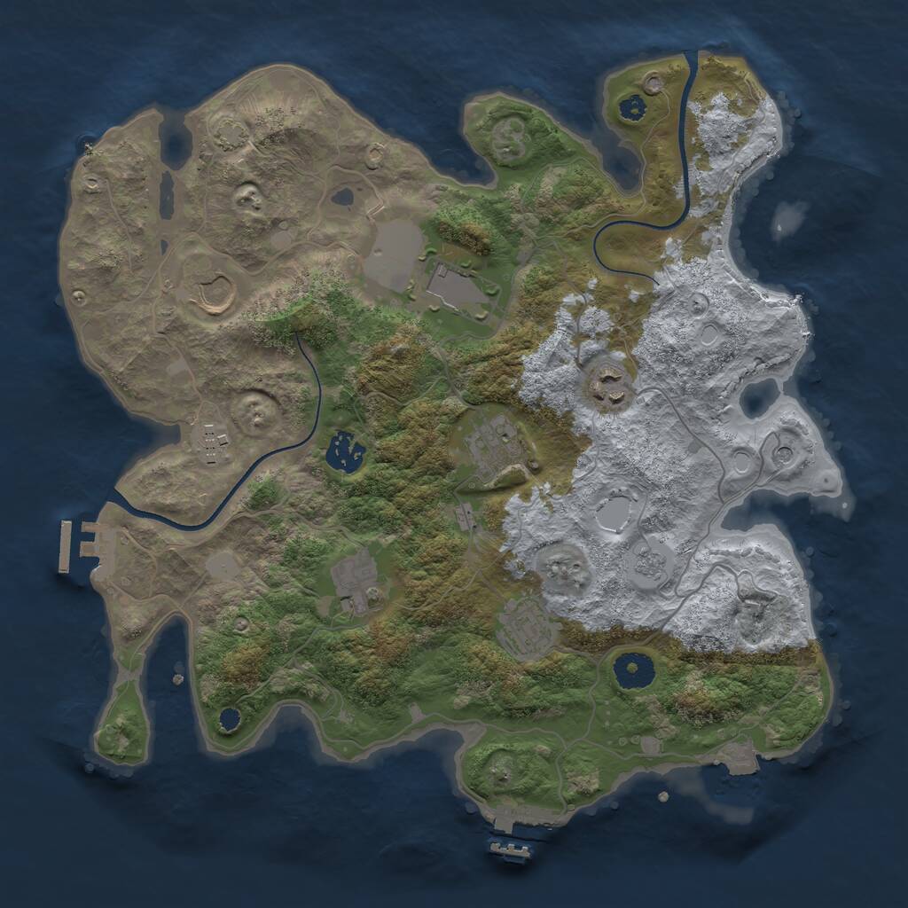 Rust Map: Procedural Map, Size: 3500, Seed: 3722248, 14 Monuments