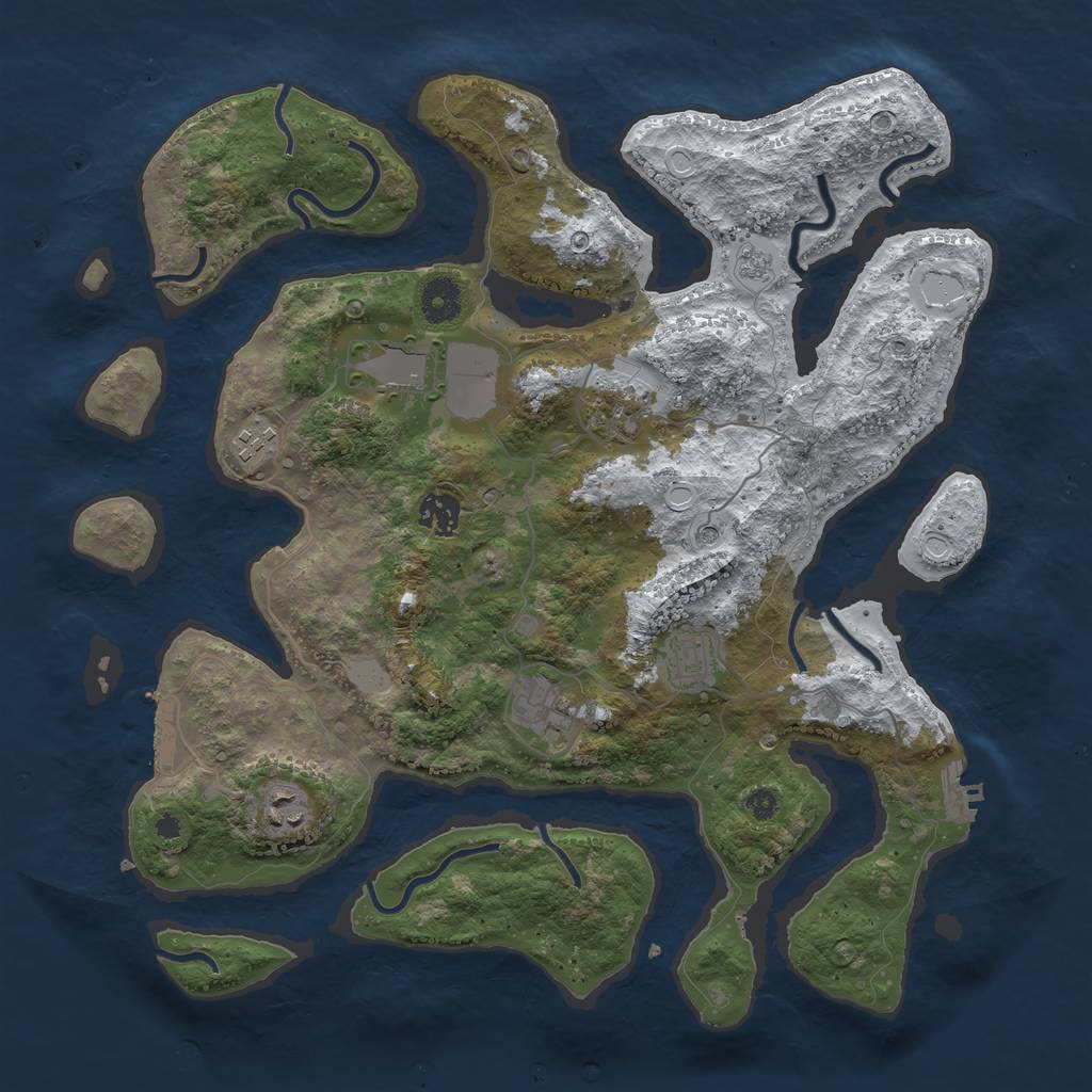 Rust Map: Procedural Map, Size: 3800, Seed: 5495173, 16 Monuments