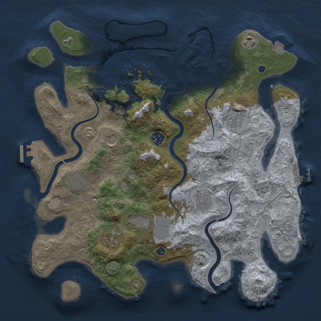 Rust Map: Procedural Map, Size: 3800, Seed: 1063123, 15 Monuments